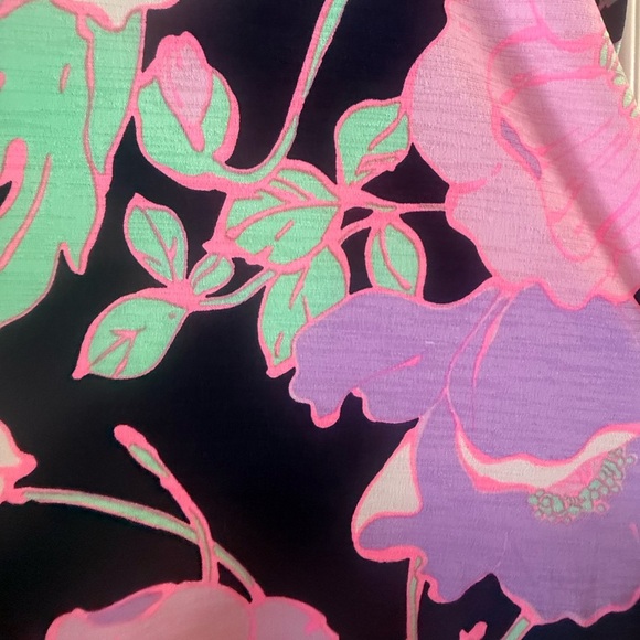 Women’s Floral Tunic Top Navy vibrant Pink and Green 2XL ruffle resort wear - Picture 5 of 9